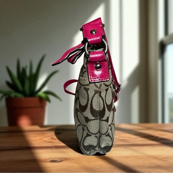 Coach Poppy Crossbody Vintage Signature Canvas & Pink Leather Accents - Picture 5 of 15